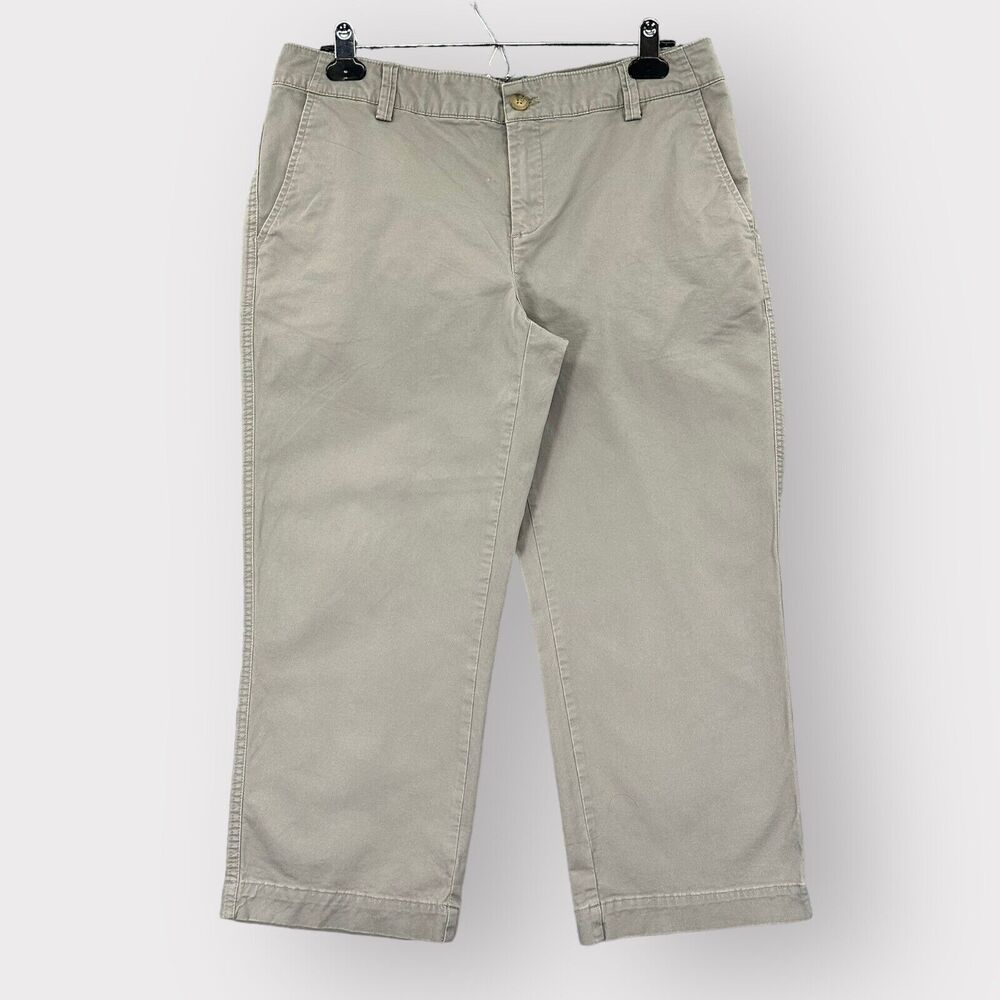 Eddie Bauer Capri Pants Women 10 Gray Pockets Stretch Belt‎ Loops i37